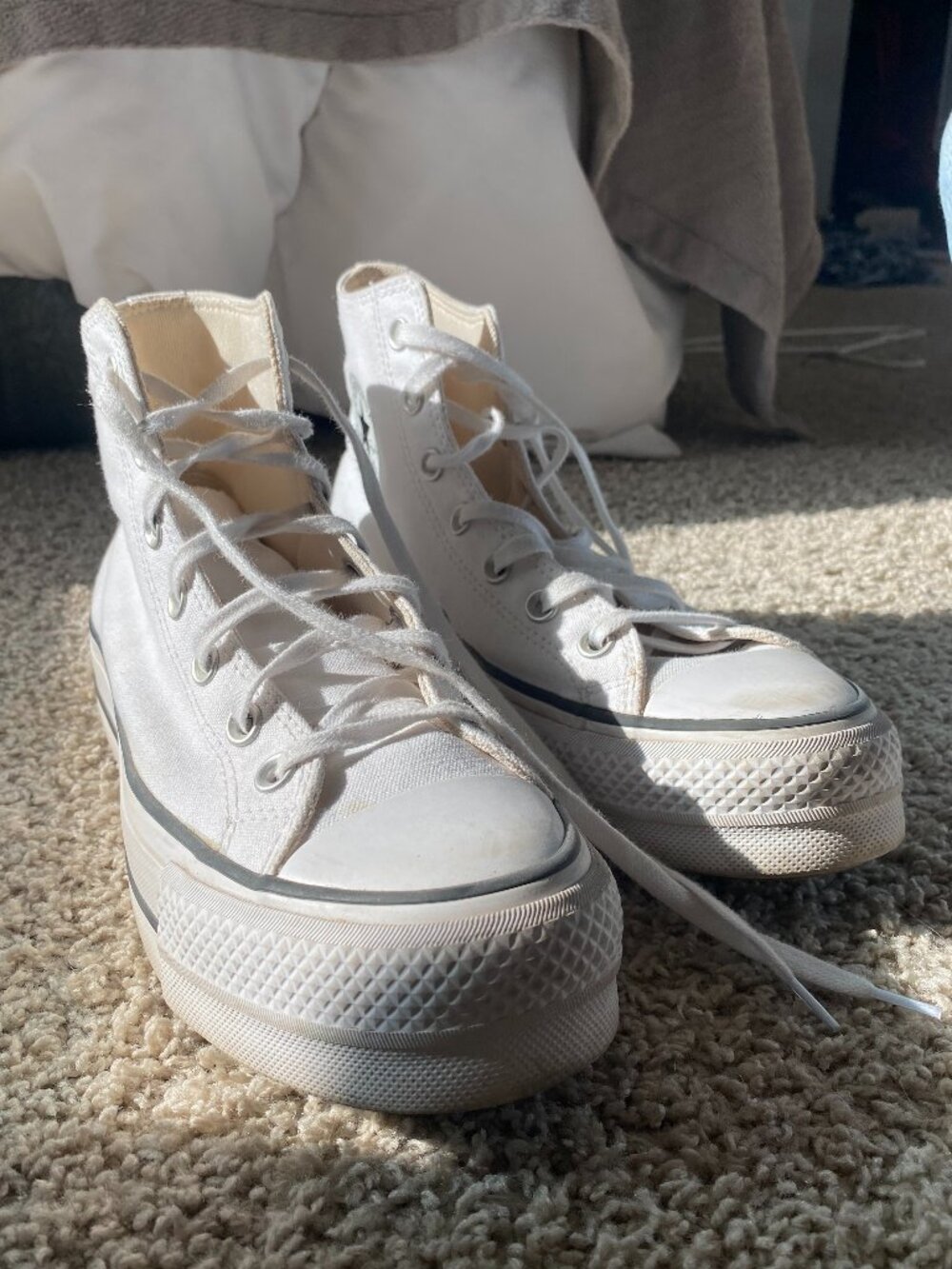 Women's Platform White High Top Converse - Picture 2 of 6